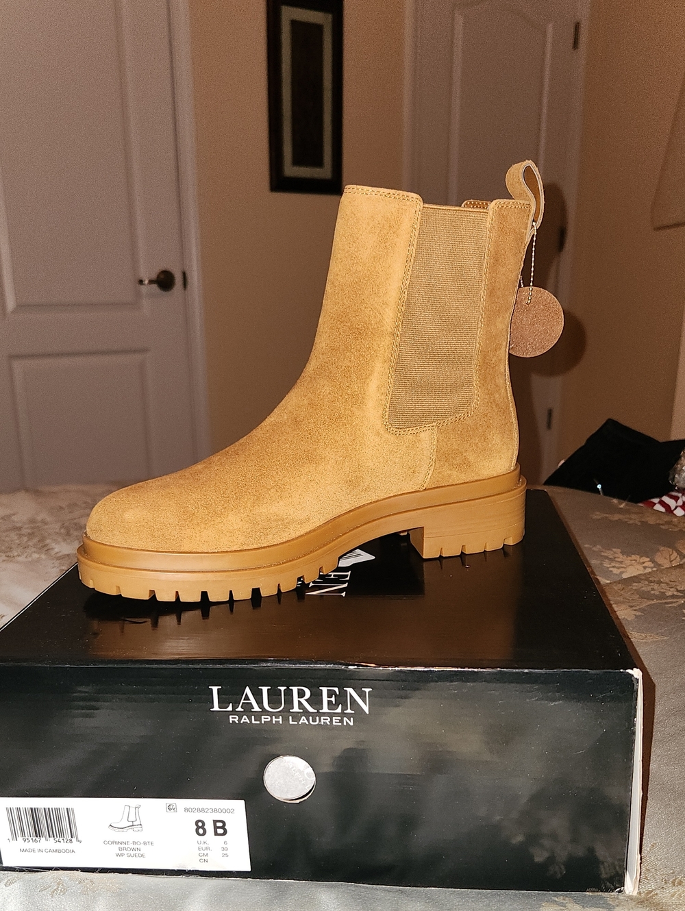 Lauren Ralph Lauren Wheat Suede Chelsea Lug Boot